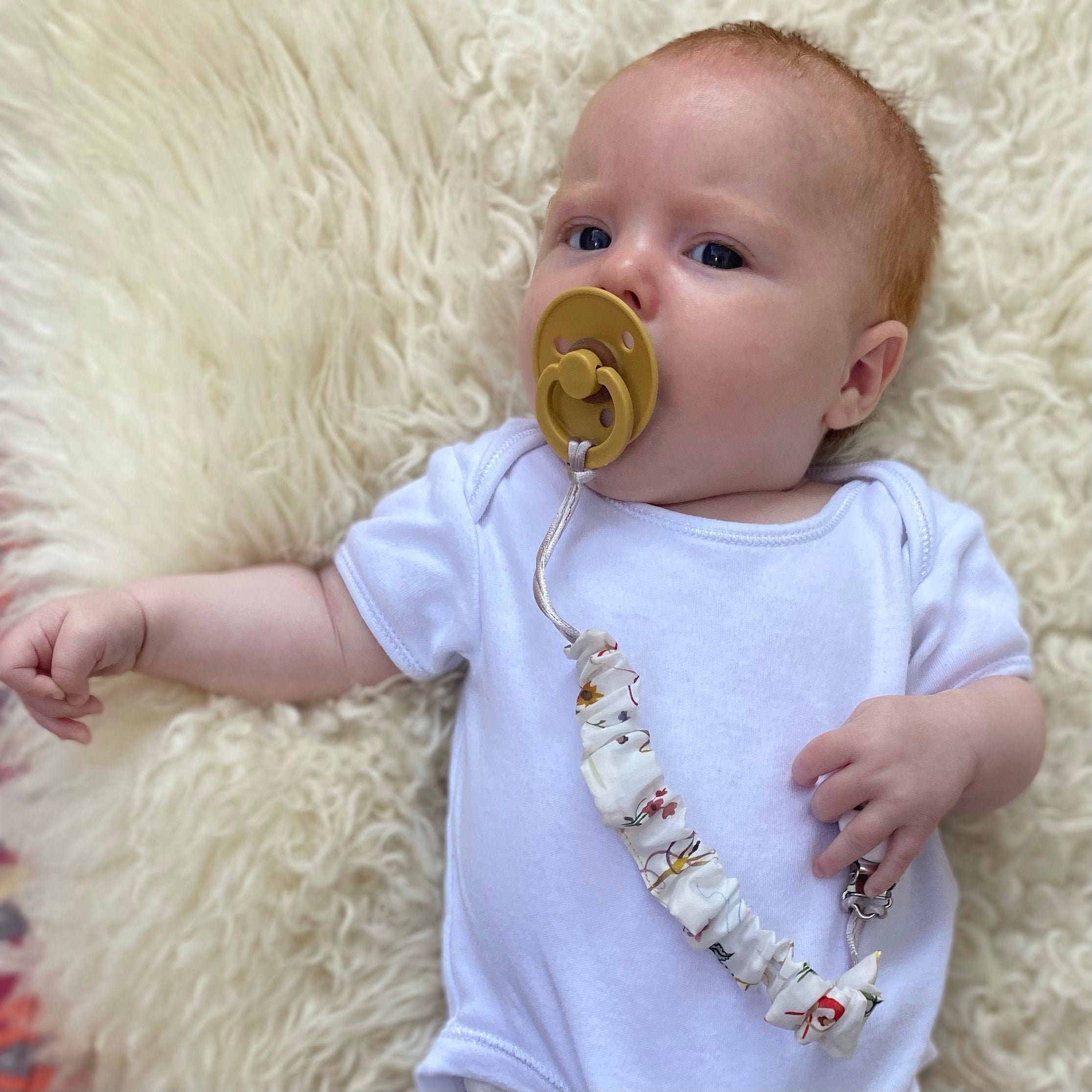 Baby Dummy Chain / White Wood Dummy Clip / Infant Dummy Clip / Etsy