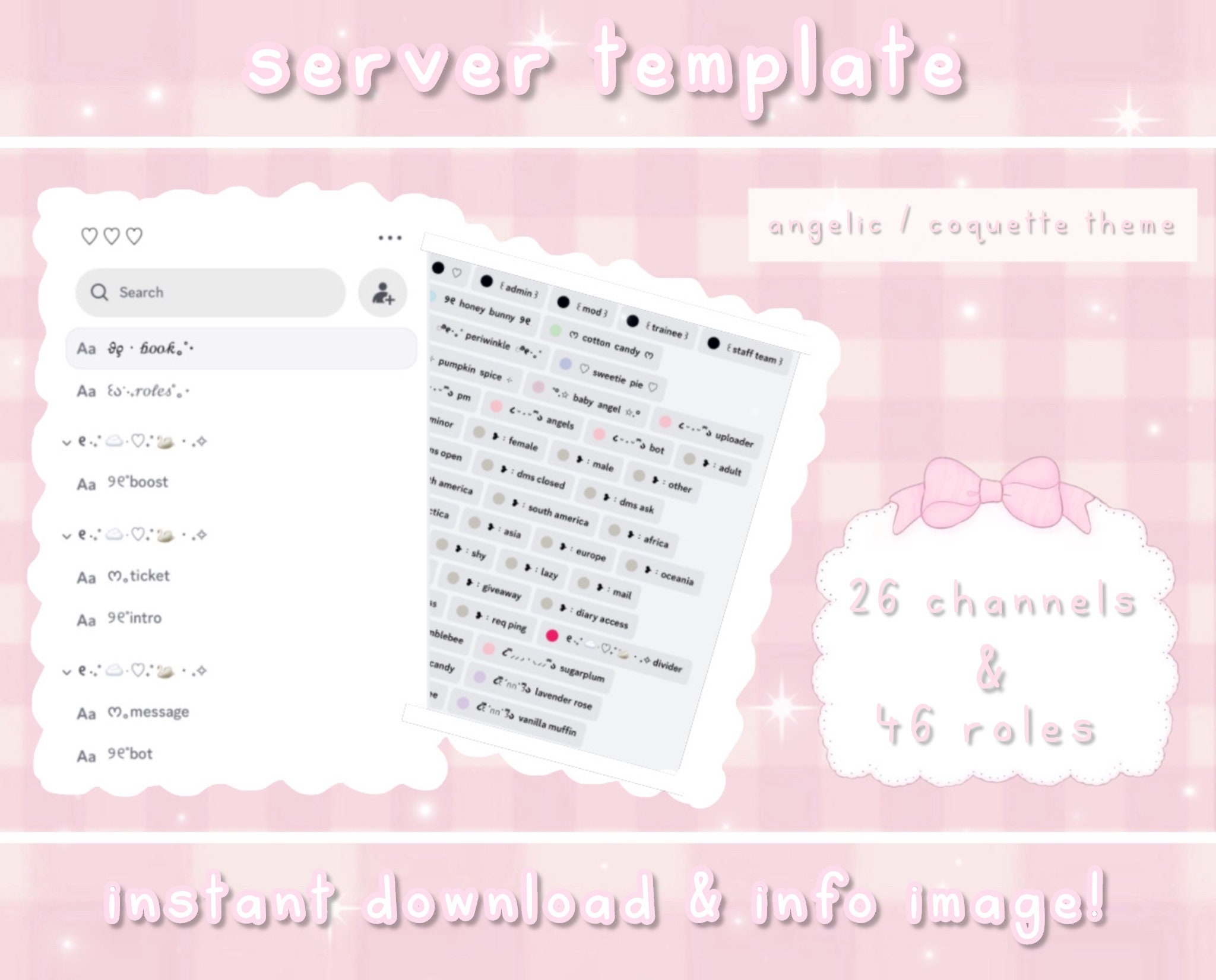 angelic / coquette discord server template
