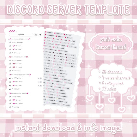 pink cute kawaii discord server template