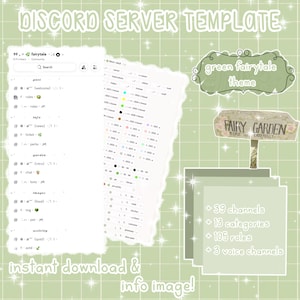 以下が含まれることがあります： 緑と白のデジタルテンプレートで、Discordサーバーのテーマは「グリーンフェアリーテイル」と「FAIRY GARDEN PLEASE ENTER CAREFULLY」です。このテンプレートには、39チャンネル、13カテゴリ、105ロール、3つのボイスチャンネルが含まれています。