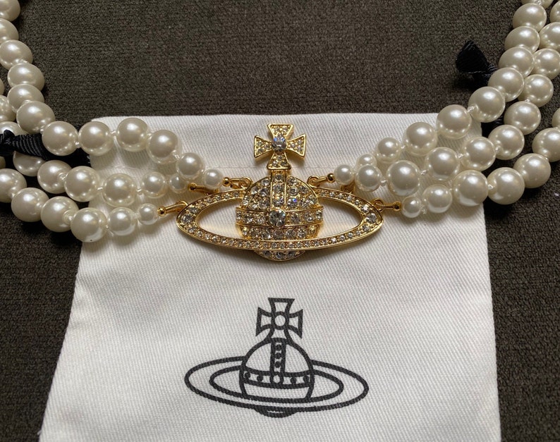 Vivienne Westwood 3 String Pearl Orb Choker Necklace Gold - Etsy