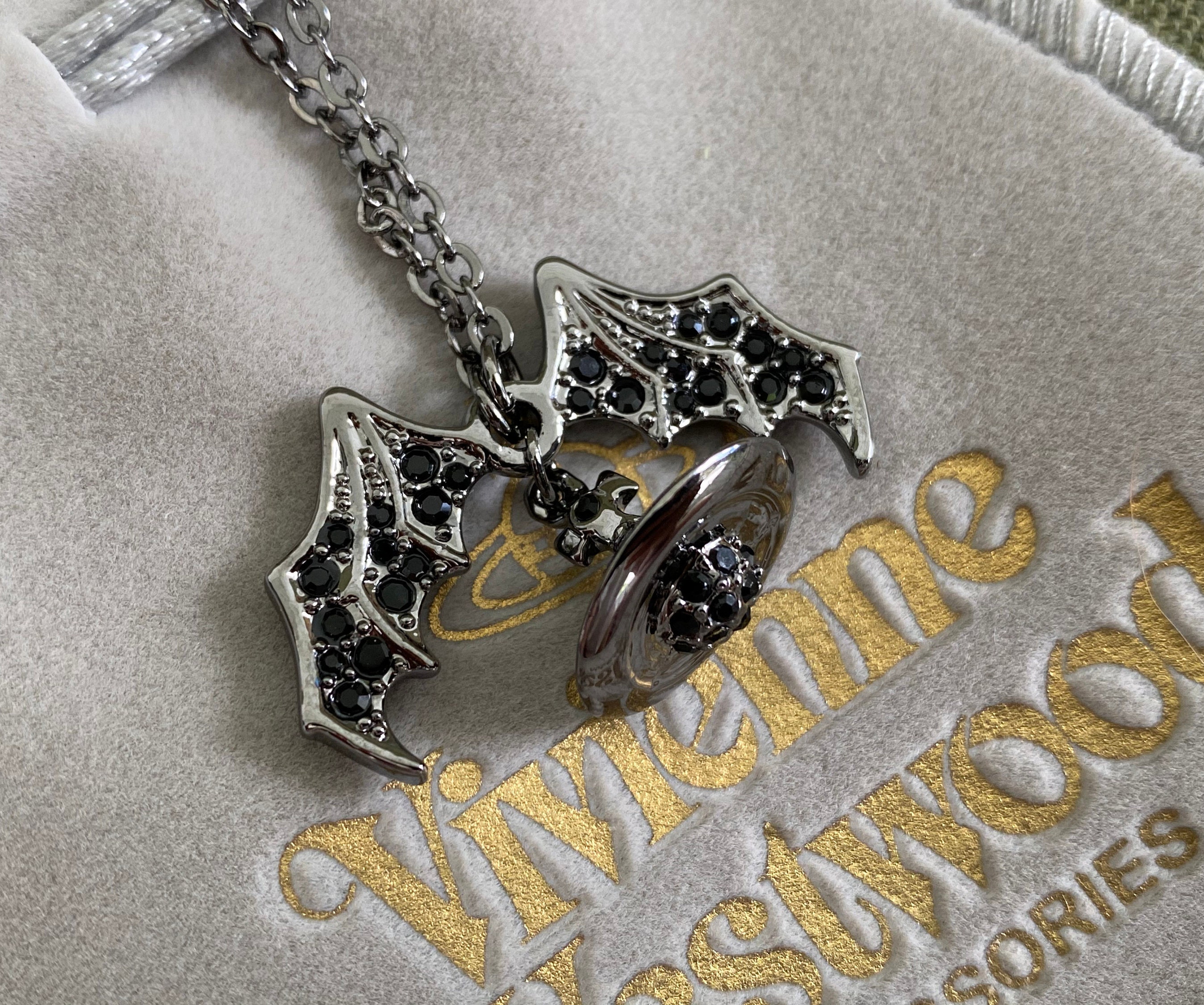 Vivienne Westwood Bat Wing Orb Necklace Black - Etsy