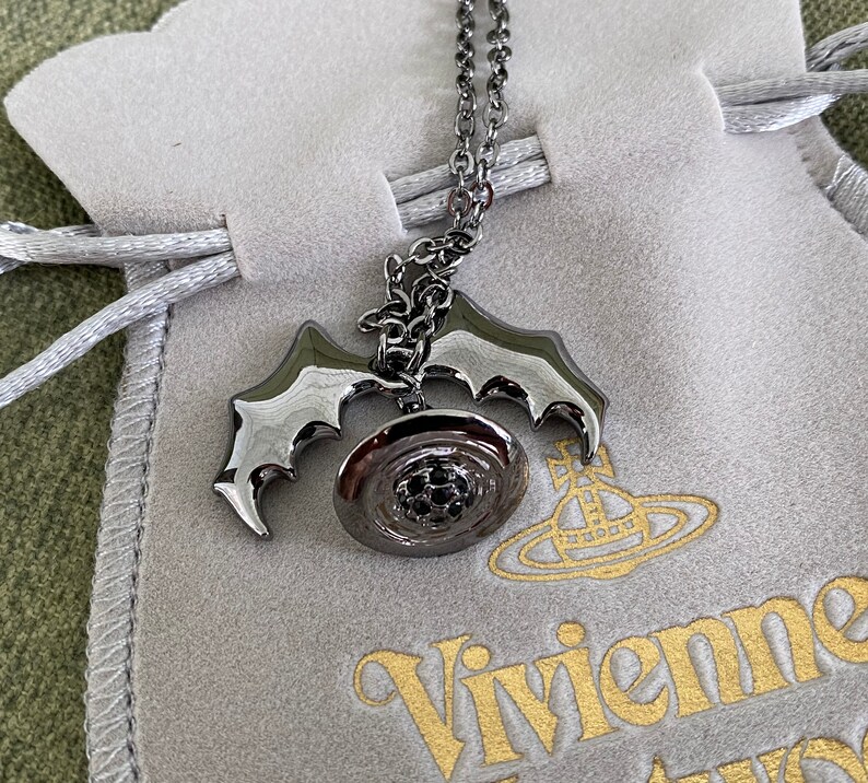 Vivienne Westwood Bat Wing Orb Necklace Black Etsy Australia