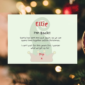 Personalised Elf I'm Back and Goodbye Cards / Elf Arrival Day Cards / Elf Goodbye Cards / Elf Arrival / Personalised Elf Cards /