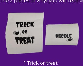 Personalised Trick or Treat Hat box Vinyl words