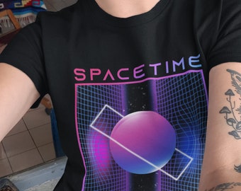 Koszulka unisex z abstrakcyjną futurystyczną grafiką czasoprzestrzenną, koszulka dla kujonów, koszulka dla geeków, koszulka NASA z ery kosmicznej, prezent dla fizyka Alberta Einsteina, prezenty astronomiczne.