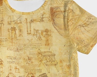 Koszulka damska z motywem Leonarda da Vinci, koszulka z motywem da Vinci dla miłośników nauki, prezent z motywem da Vinci, prezent naukowy, nadruk z motywem da Vinci, projekt z motywem da Vinci.