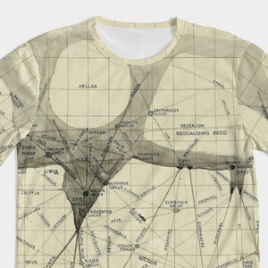 Astronomy Gifts & Astronomy Shirt: Men&#39;s Mars 1896 Map Tee, Space Gift for Elon Musk Fans, Mars Tshirt, Space Shirt, Mars Planet Tee.