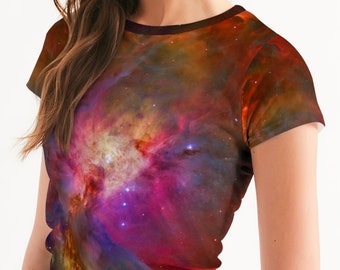 Women's Galaxy Tee, Astrophysics and Astronomy Gifts, Nebula Print, Astronomy Shirt, Outer Space Shirt, Carl Sagan and Solar System Gift.