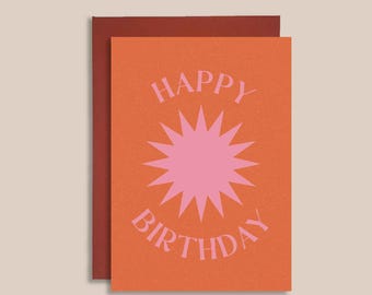 Biglietto di auguri di compleanno divertente con sole / Biglietto di auguri di buon compleanno colorato / Regali di compleanno unici / Biglietto di auguri di compleanno semplice con stella