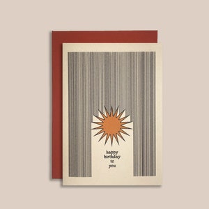 Happy Birthday Sun Card | Modern Birthday Card | Line Art Card | Graphic Design Card