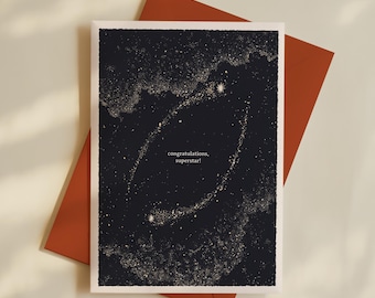 Congratulations Superstar Card, Hand Drawn Cosmic Constellation Card for Achievement
