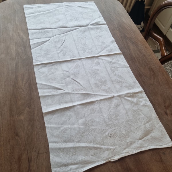 2x antique, old kitchen towel table runner Initalien monogram E.Z.