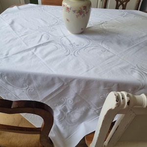 Vintage Tischdecke weiß 125x125cm Landhaus