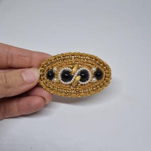 Small vintage traditional buckle belt buckle waist belt from the 80s-Handmade from Berlin black gold