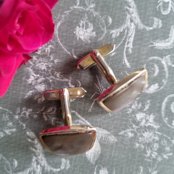 Old cufflinks W.Germany gold colored vintage retr… - image 4