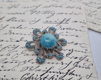 Unique vintage brooch antique 50s style Art Nouveau silver