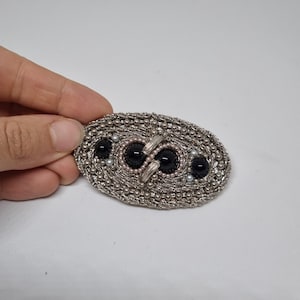 Small vintage traditional buckle belt buckle waist belt from the 80s-Handmade from Berlin black silver