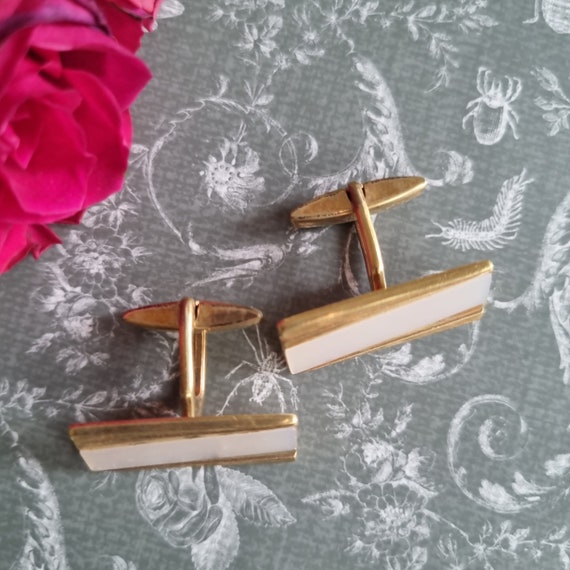 Old cufflinks W.Germany gold colored vintage retr… - image 3