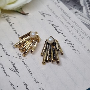 Vintage ear clips 50s massive runway earrings / Made in West Germany statement clips gold