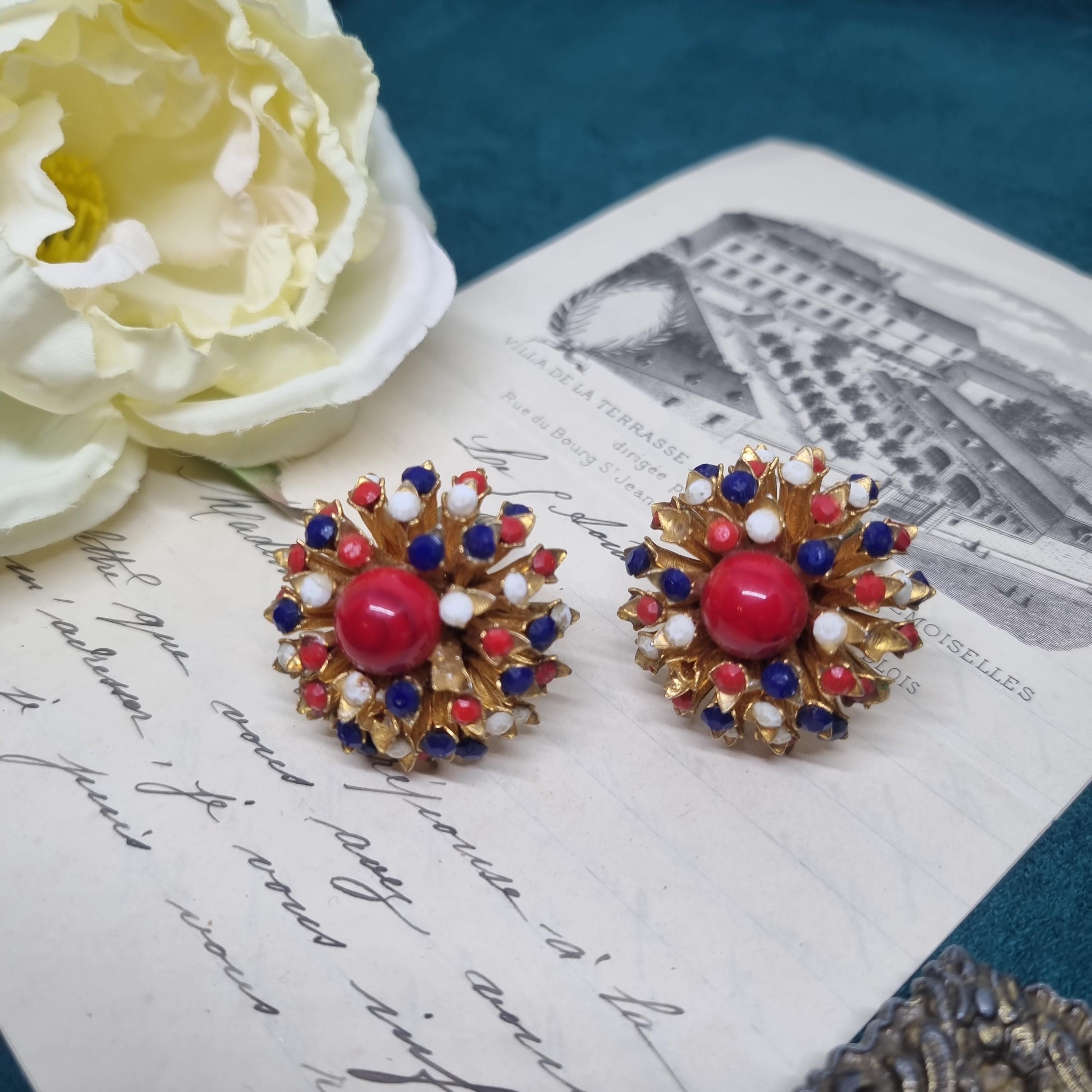 Boucles D’oreilles à Clips Vintage Années 60-70 - Plastique Rose Authentique, Sans Marque, Occasion