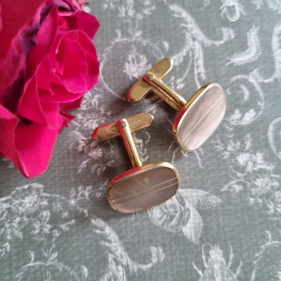Old cufflinks W.Germany gold colored vintage retr… - image 3