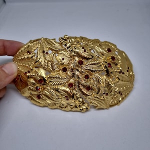 Vintage belt buckle traditional buckle waist belt from the 80s-Handmade from Berlin gold red