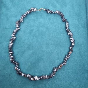 Beautiful anthracite pearl vintage necklace handmade midcentury