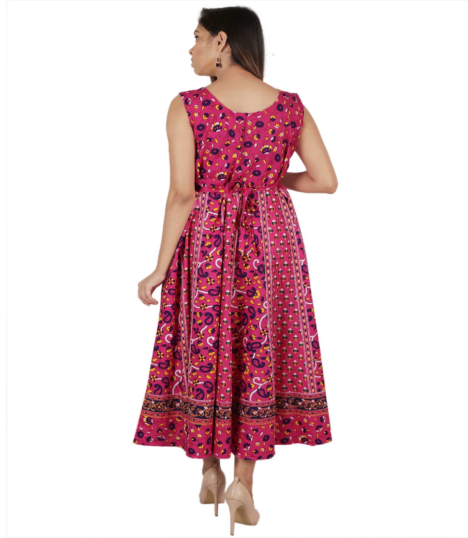 Women's Cotton Midi Dress Indian Printed Dress Long Etsy