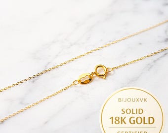 Fine curb chain in solid 18K (750/1000) yellow gold – delicate and lightweight 18-karat gold necklace for women – shiny curb link