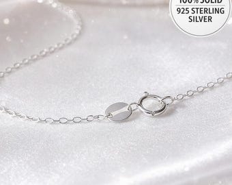 Fine curb chain in 925 sterling silver, 1.3 mm – Delicate 925 silver necklace for women or children – Gift box and pouch