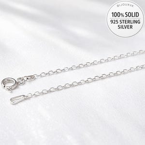 Solid 925 sterling silver curb chain – 925 silver diamond necklace for women or children – Gift box and pouch