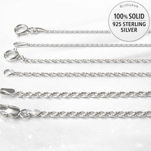 Chaîne corde en argent massif 925/1000 – Maille corde tressée – Collier argent femme, homme ou enfant – Écrin et sachet cadeau