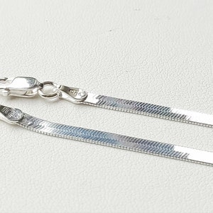 925/1000 solid silver necklace/chain with flat snake mesh - with box and gift bag - for women or children