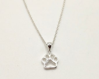 Petit pendentif en argent massif 925/1000 - patte d'animal - Avec écrin et sachet cadeau