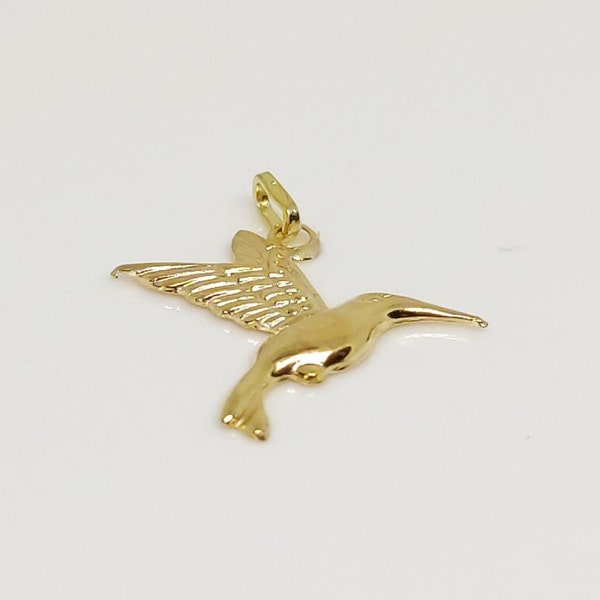 Pendentif en forme de colibri or jaune massif 18 carats 750/1000 18K - avec écrin berlingot et sachet cadeau