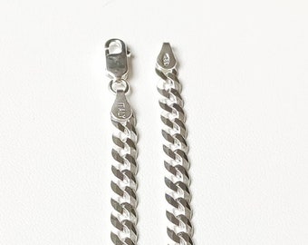 Solid silver chain 925 - flat gourmette links 4.8 mm