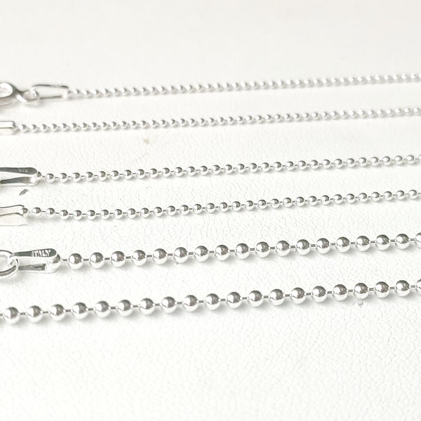 Massieve 925 zilveren ketting - kogelschakel - verschillende lengtes en breedtes - met doosje en cadeauzakje - voor heren, dames of kinderen