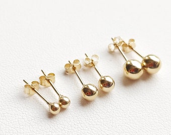 Earrings chips ball in yellow gold 9 carat 375/1000 - with berlingot case and gift bag - 3mm, 4mm, 5mm