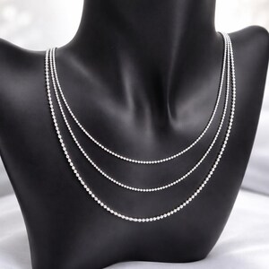 Sterling silver ball chain – 925 silver necklace for women, men, or children – Sterling silver jewelry – Gift box and pouch image 3