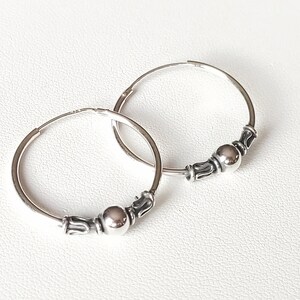 Boucles d'oreilles créoles en argent massif 925 style 2 - 25 mm  -  créoles a motifs -  avec écrin et sachet cadeau