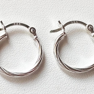 Boucles d'oreilles créoles en argent massif 925 -  créoles torsadées -  avec écrin et sachet cadeau