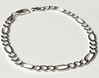 Bracelet/Curb in solid silver 925/1000 - Mesh: figaro