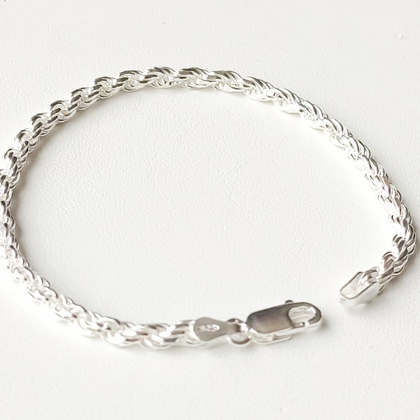 Bracelet en argent massif 925/1000 - Maille : Corde