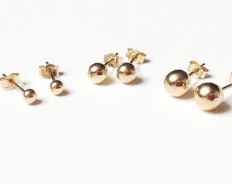 Boucles D'oreilles Puces En Or Jaune Massif 18 Carats - Boules De 6mm, Fermoir Clous - Neuf Sans Emballage
