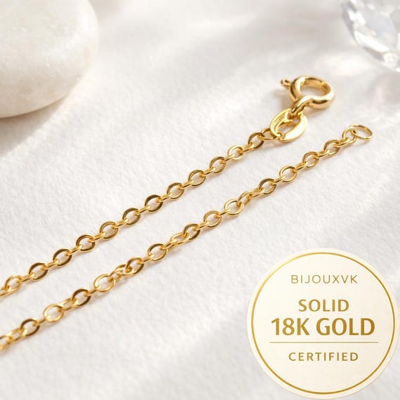 Chaîne forçat miroir en or jaune massif 18 carats 750/1000 (18K) – Collier or 18K pour homme, femme et enfant – Écrin et sachet cadeau