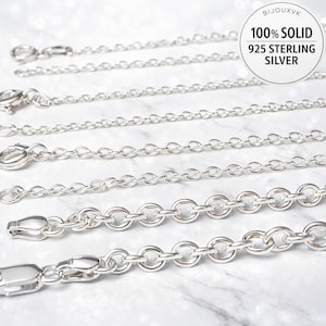 Catena a maglie in argento sterling 925 – Collana in argento per donna, uomo o bambino – Finitura rotonda o limata – Confezione regalo e sacchetto
