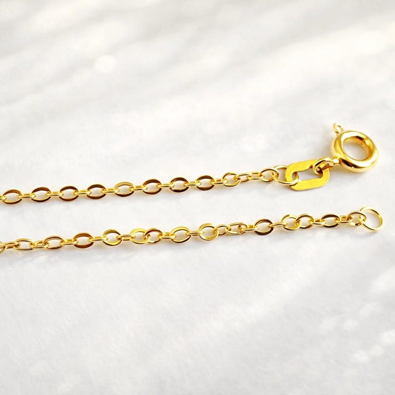 18k Solid Yellow Gold Mirror Curb Chain (750/1000) – 18K Gold Necklace for Men, Women, and Children – Gift Box and Pouch image 2