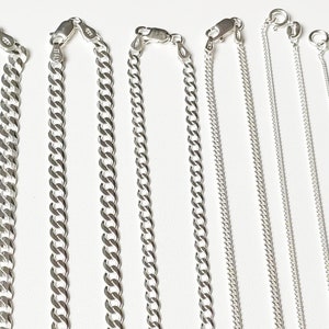 Chaine argent massif 925 gourmette diamantée - plusieurs longueurs et largeurs 40, 45, 50, 60 cm-avec sachet cadeau et écrin berlingot-Mixte