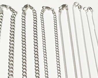 Solid silver chain 925 diamond gourmette - several lengths and widths 40, 45, 50, 60 cm-with gift bag and berlingot-Mixed case